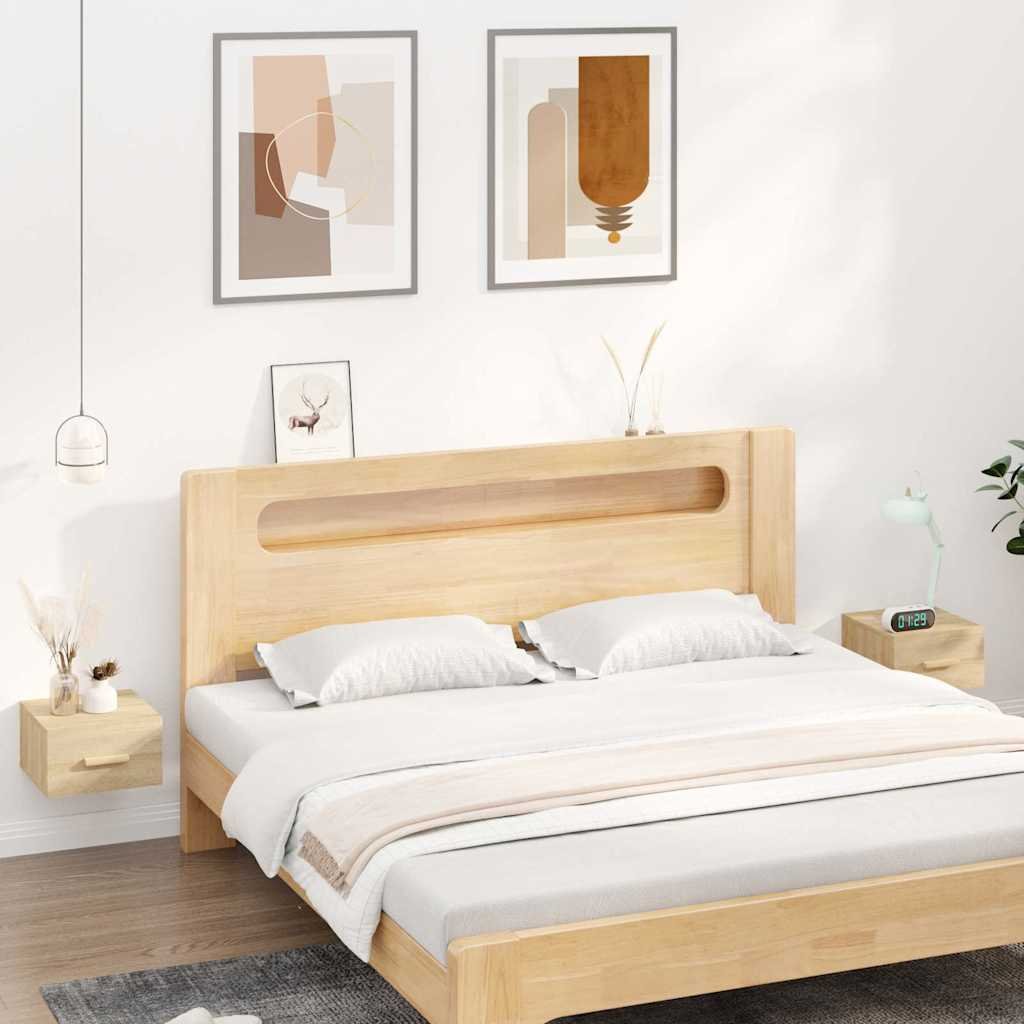 vidaXL Seinäkiinnitettävät yöpöydät 2 kpl Sonoma-tammi 35x35x20 cm
