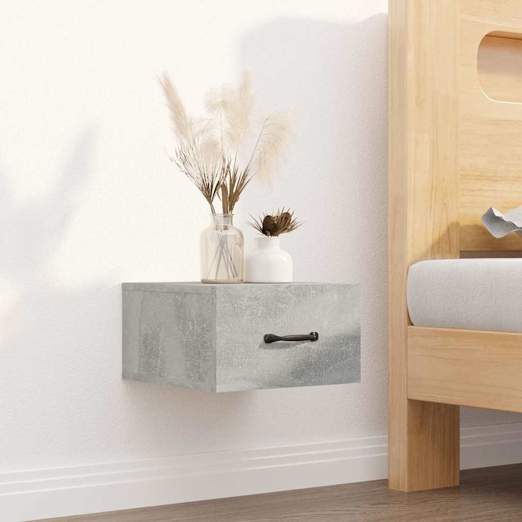 vidaXL Seinäkiinnitettävä yöpöytä betoninharmaa 35x35x20 cm