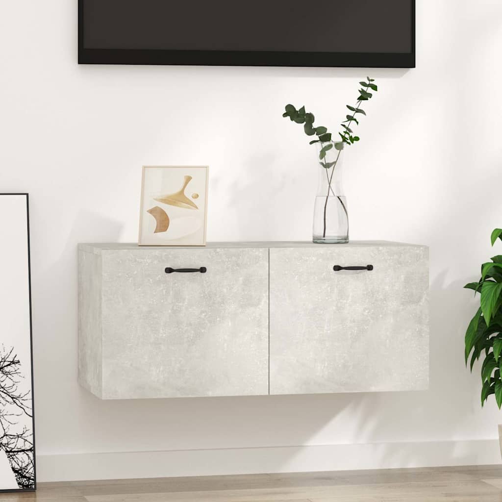 vidaXL Seinäkaappi betoninharmaa 80x36,5x35 cm tekninen puu