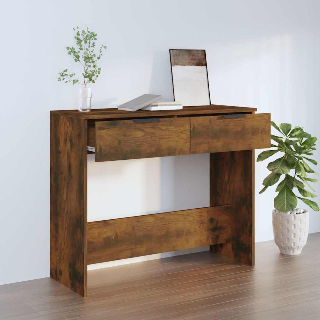 vidaXL Konsolipöytä savutammi 90x36x75 cm tekninen puu