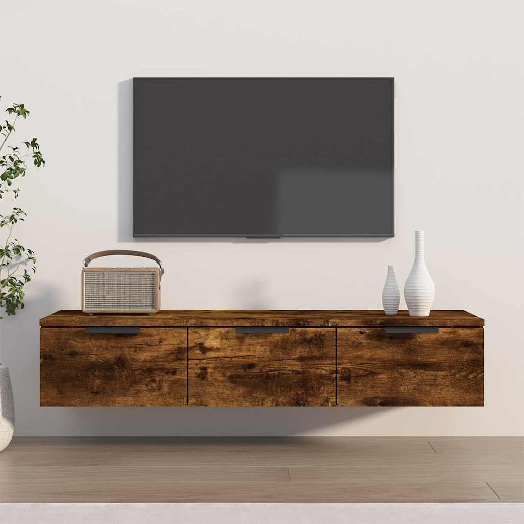 vidaXL Seinäkaappi savutammi 102x30x20 cm tekninen puu