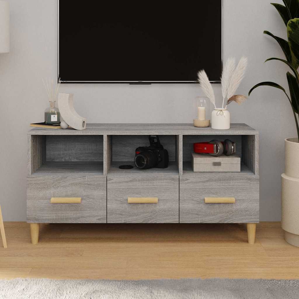 vidaXL TV-taso harmaa Sonoma 102x36x50 cm tekninen puu