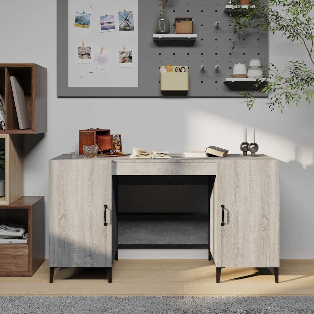 vidaXL Työpöytä harmaa Sonoma 140x50x75 cm tekninen puu