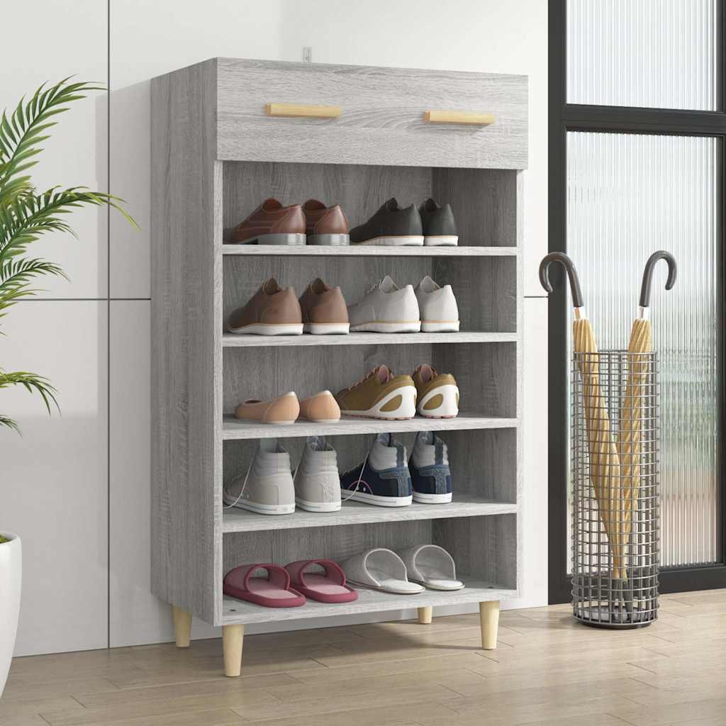 vidaXL Kenkäkaappi harmaa Sonoma 60x35x105 cm tekninen puu