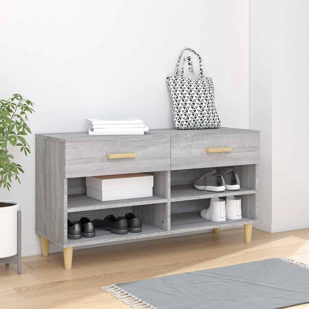 vidaXL Kenkäkaappi harmaa Sonoma 102x35x55 cm tekninen puu
