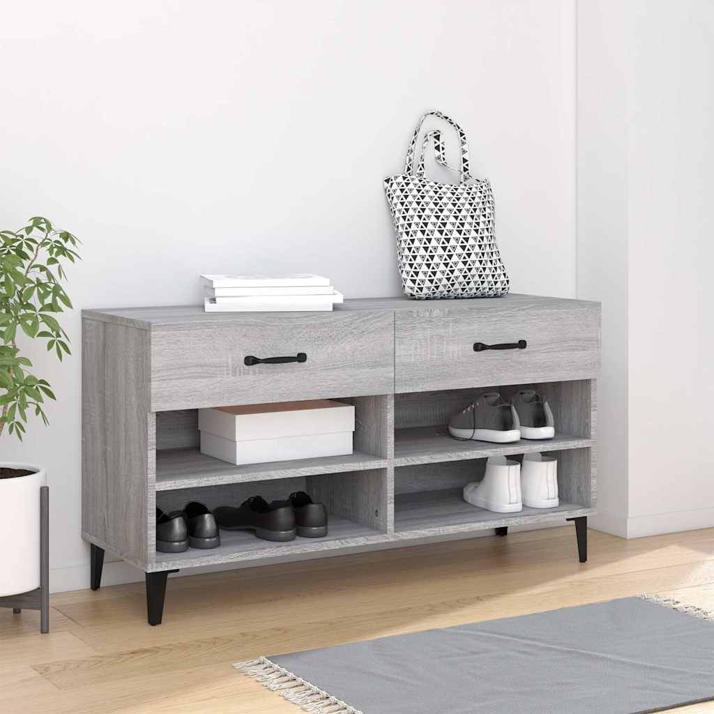vidaXL Kenkäkaappi harmaa Sonoma 102x35x55 cm tekninen puu