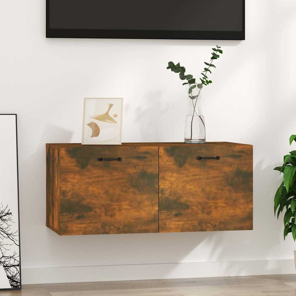 vidaXL Seinäkaappi savutammi 80x36,5x35 cm tekninen puu