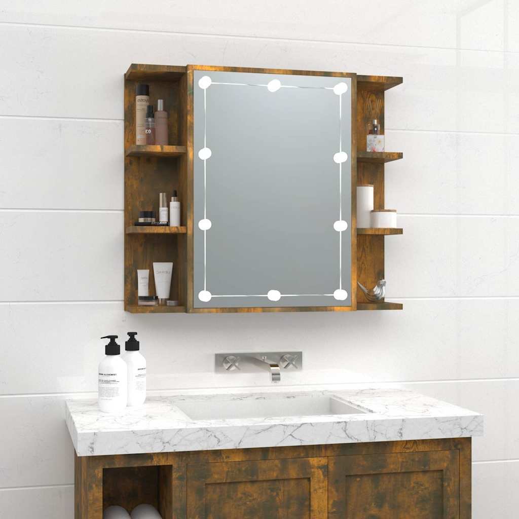 vidaXL Peilikaappi LED-valoilla savutammi 70x16,5x60 cm