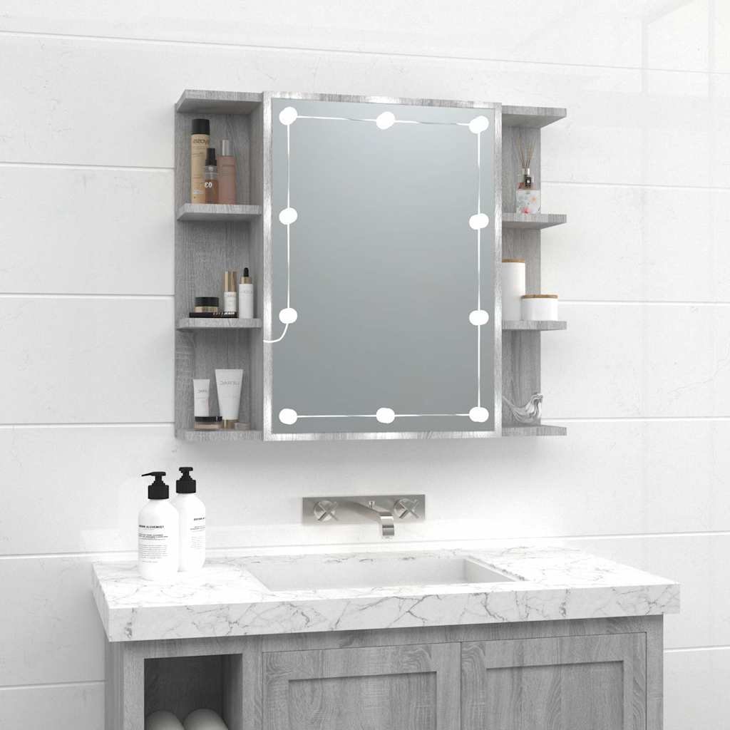 vidaXL Peilikaappi LED-valoilla harmaa Sonoma 70x16,5x60 cm