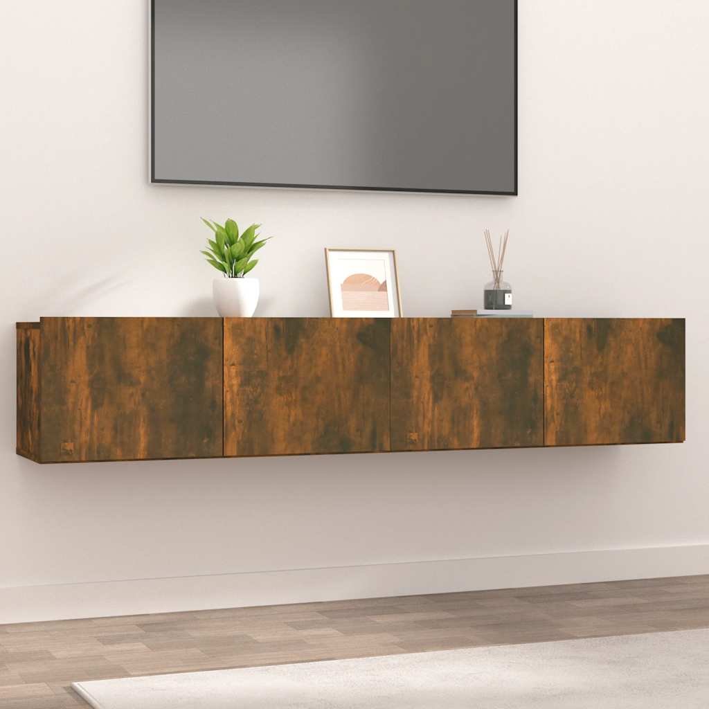 vidaXL TV-seinäkaappi 2 kpl savutammi 80x30x30 cm tekninen puu