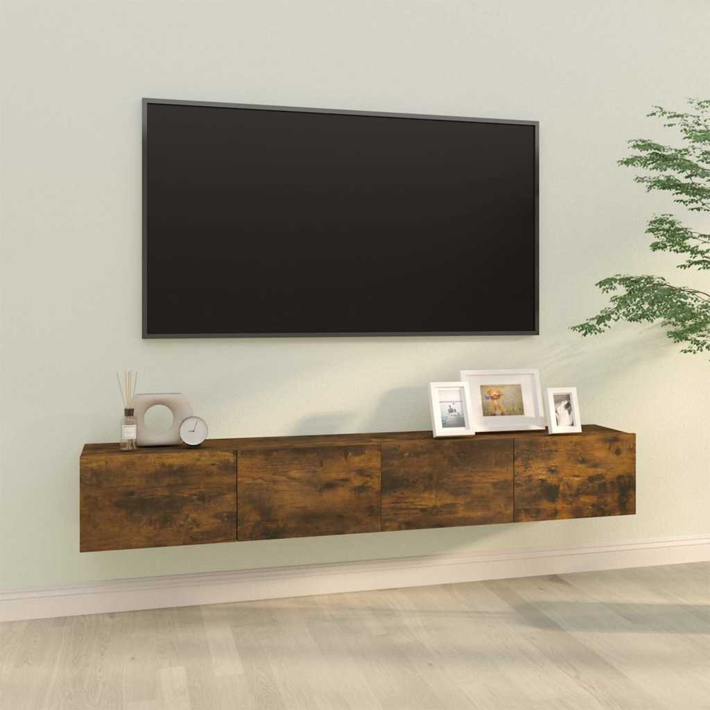 vidaXL TV-seinäkaappi 2 kpl savutammi 100x30x30 cm tekninen puu