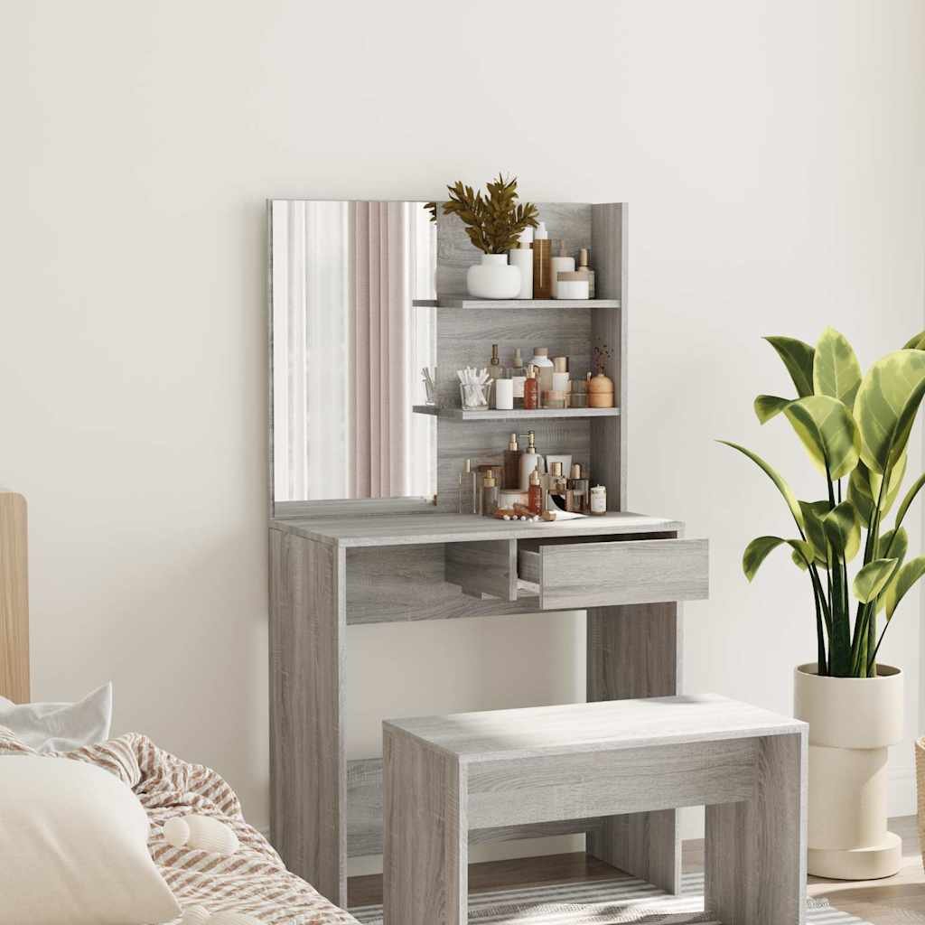 vidaXL Peilipöytä harmaa Sonoma 74,5x40x141 cm
