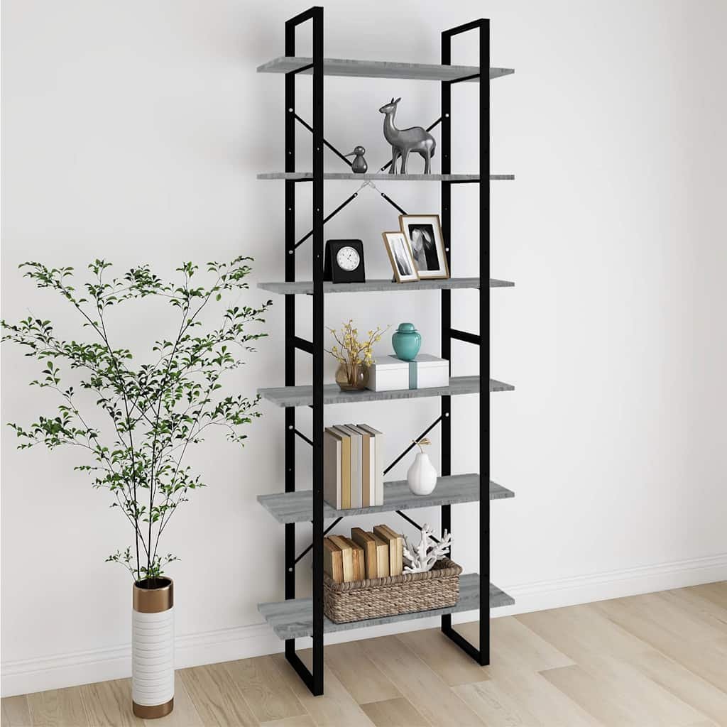 vidaXL Korkea hylly harmaa Sonoma 80x30x210 cm tekninen puu