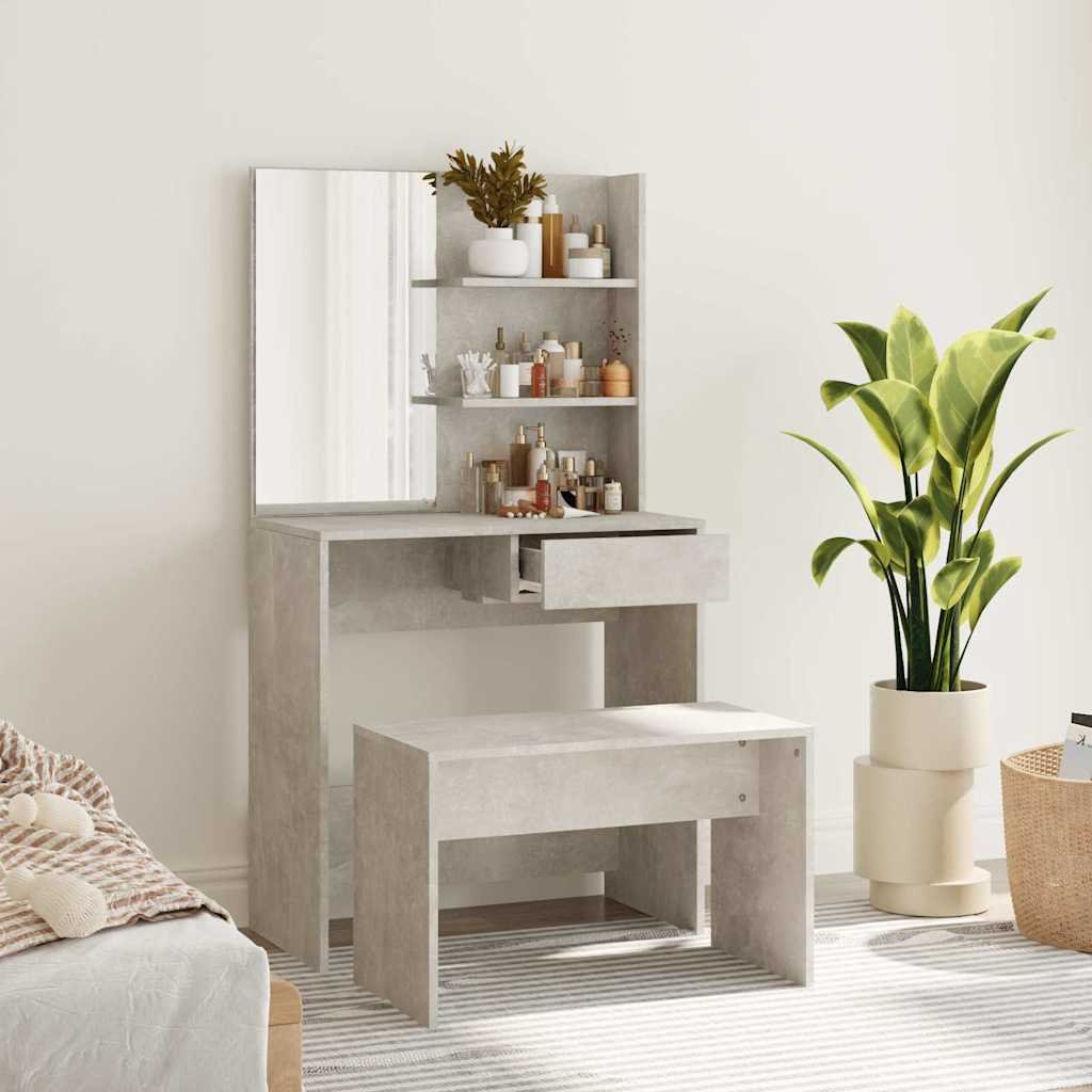 vidaXL Peilipöytäsarja betoninharmaa 74,5x40x141 cm
