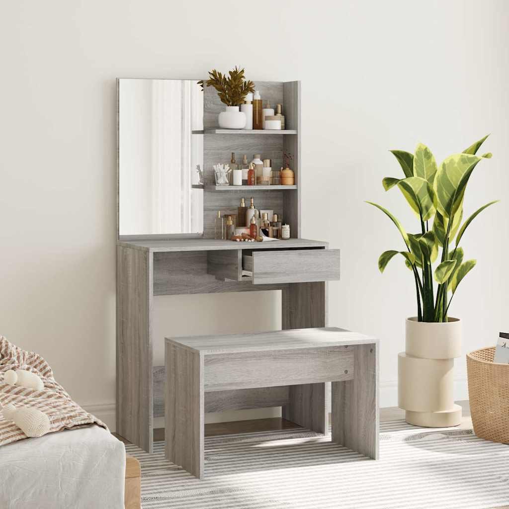 vidaXL Peilipöytäsarja harmaa Sonoma 74,5x40x141 cm