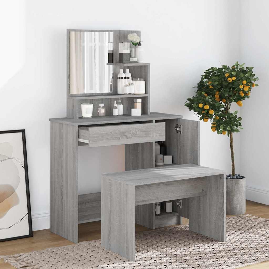 vidaXL Peilipöytäsarja harmaa Sonoma 86,5x35x136 cm