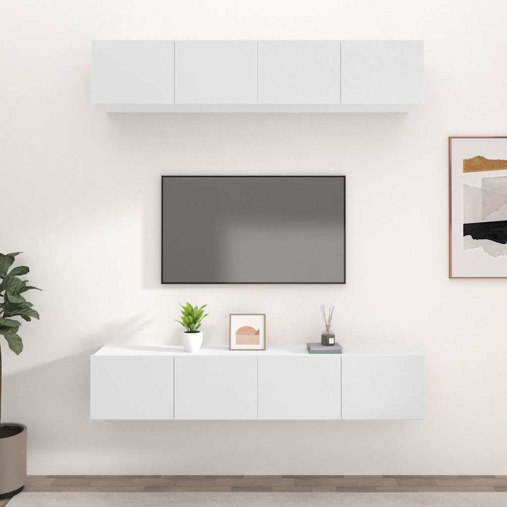 vidaXL TV-kaapit 4 kpl valkoinen 80x30x30 cm tekninen puu