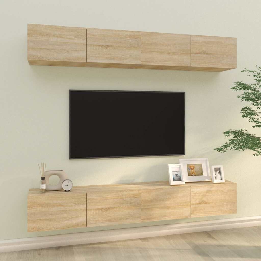 vidaXL TV-seinäkaapit 4 kpl Sonoma-tammi 100x30x30 cm