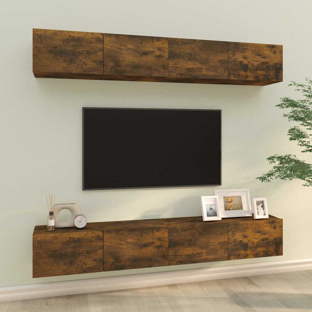 vidaXL TV-seinäkaapit 4 kpl savutammi 100x30x30 cm