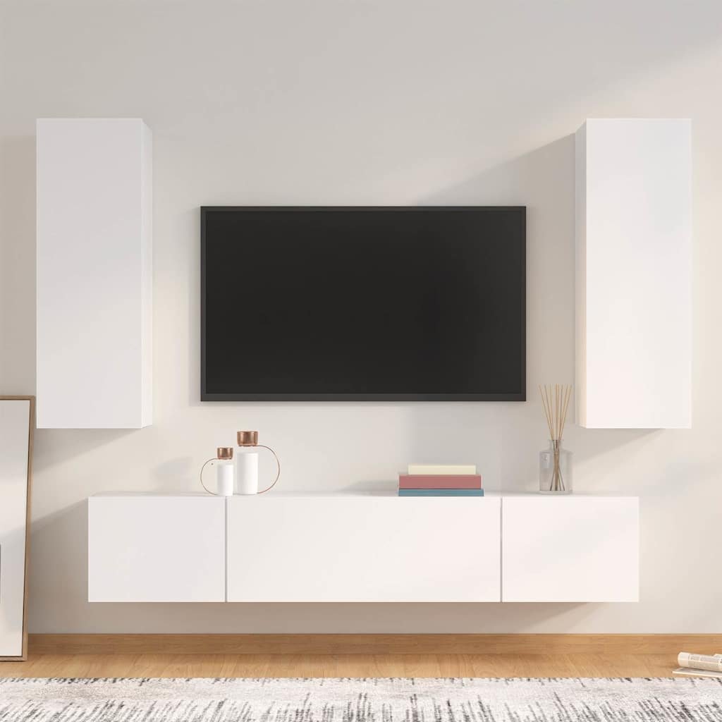 vidaXL 4-osainen TV-kaappisarja valkoinen tekninen puu