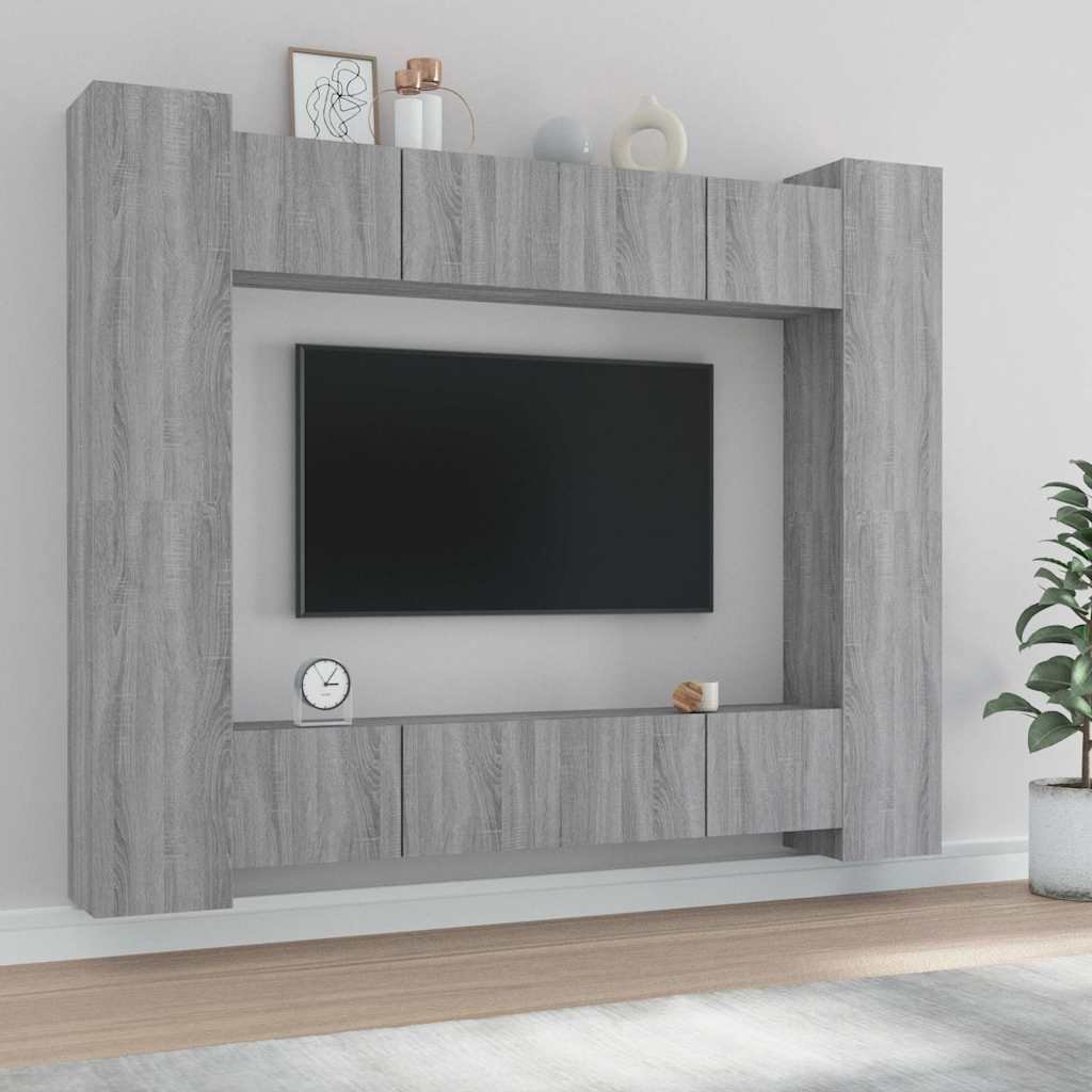 vidaXL 8-osainen TV-kaappisarja harmaa Sonoma tekninen puu