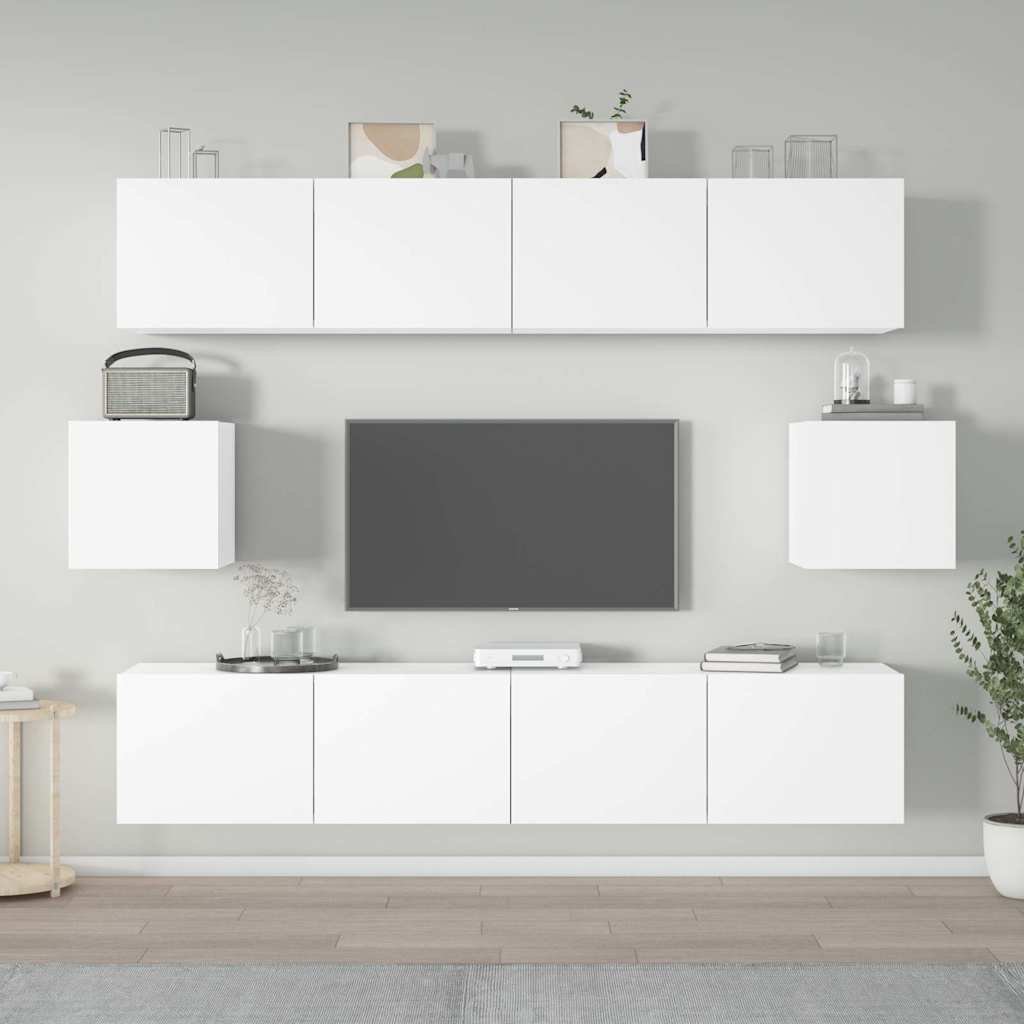 vidaXL 6-osainen TV-kaappisarja valkoinen tekninen puu