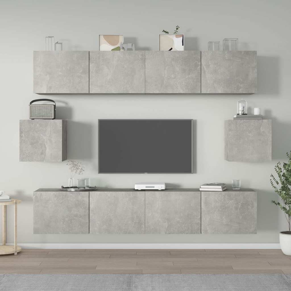 vidaXL 6-osainen TV-kaappisarja betoninharmaa tekninen puu