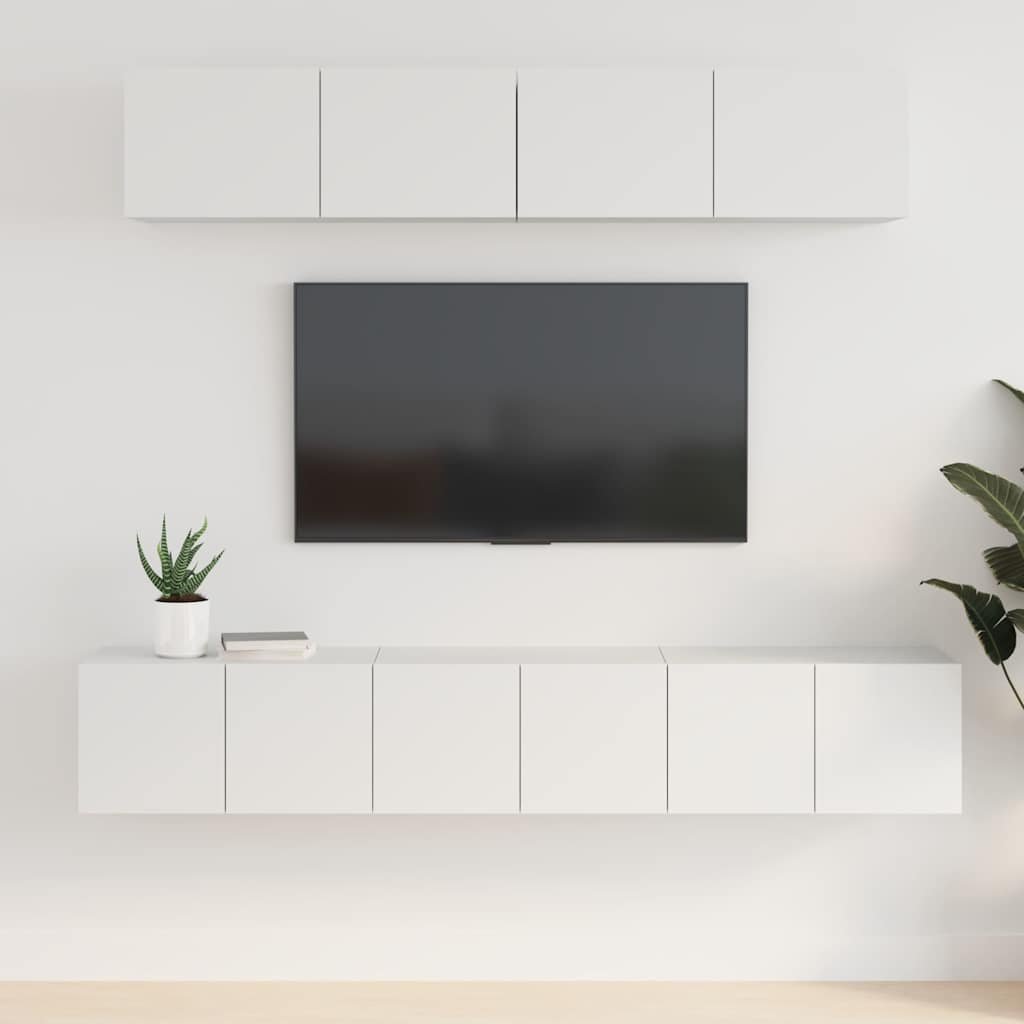 vidaXL 5-osainen TV-kaappisarja valkoinen tekninen puu