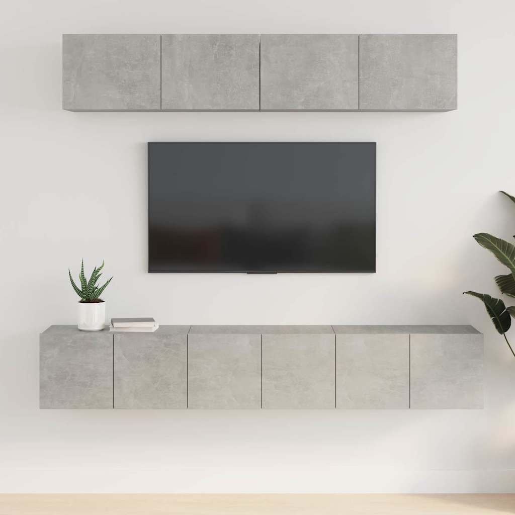 vidaXL 5-osainen TV-kaappisarja betoninharmaa tekninen puu