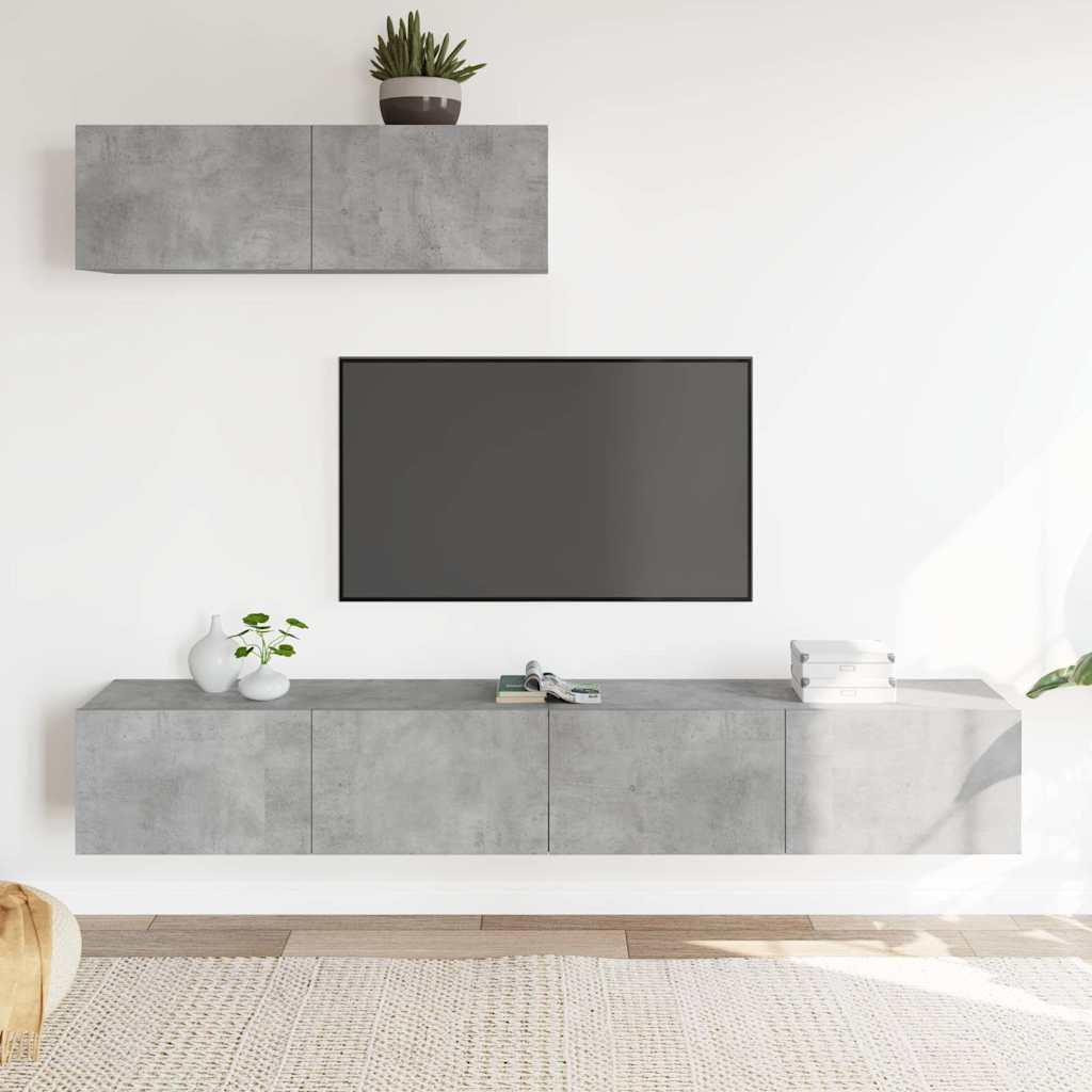 vidaXL 3-osainen TV-kaappisarja betoninharmaa tekninen puu
