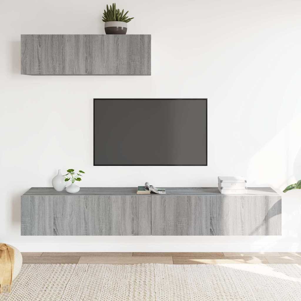 vidaXL 3-osainen TV-kaappisarja harmaa Sonoma tekninen puu
