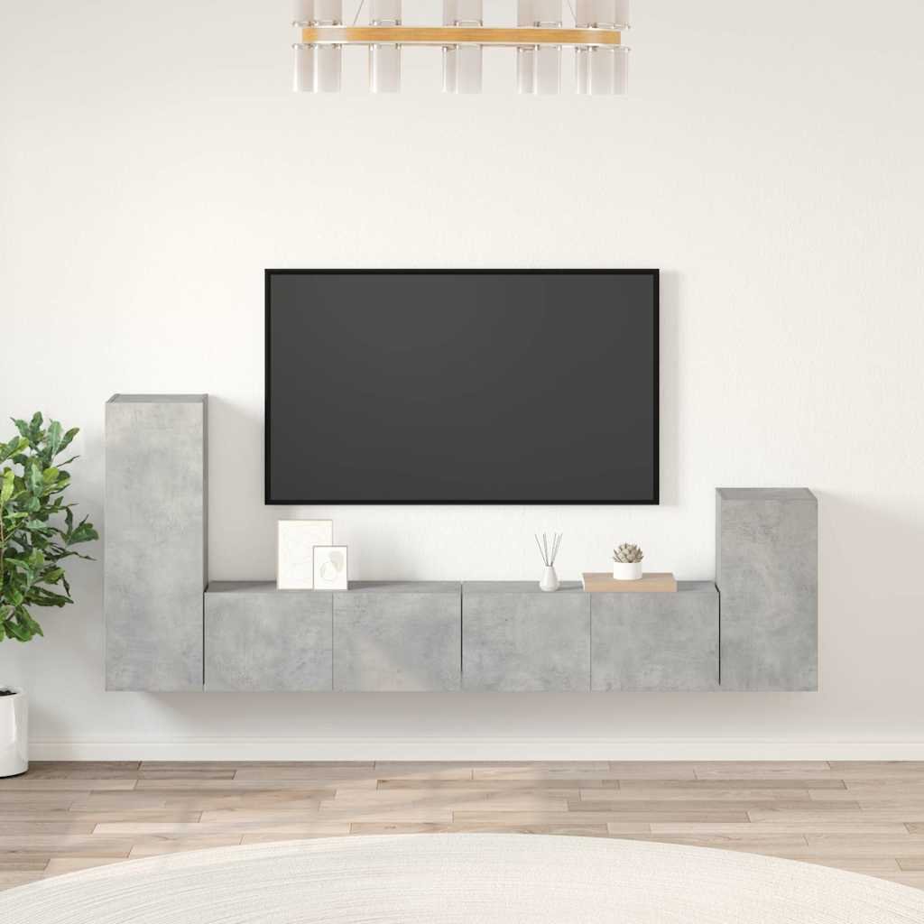 vidaXL 4-osainen TV-kaappisarja betoninharmaa tekninen puu