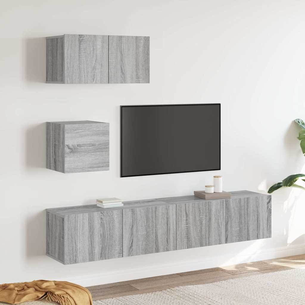 vidaXL 4-osainen TV-kaappisarja harmaa Sonoma tekninen puu