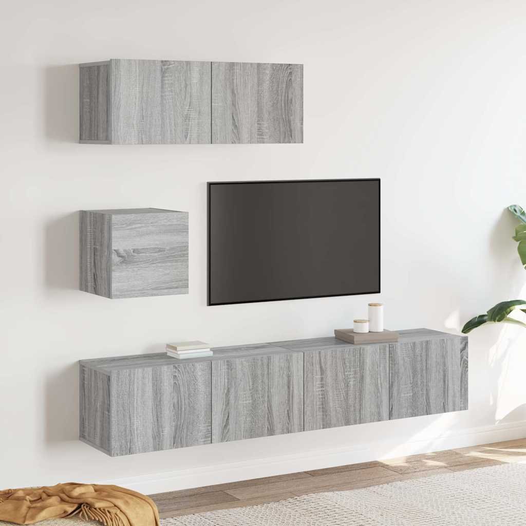 vidaXL 4-osainen TV-kaappisarja harmaa Sonoma tekninen puu