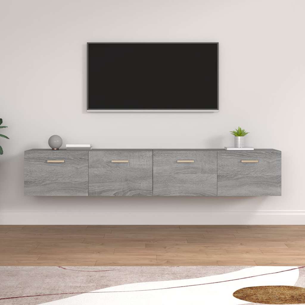 vidaXL Seinäkaapit 2 kpl harmaa Sonoma 100x36,5x35 cm tekninen puu
