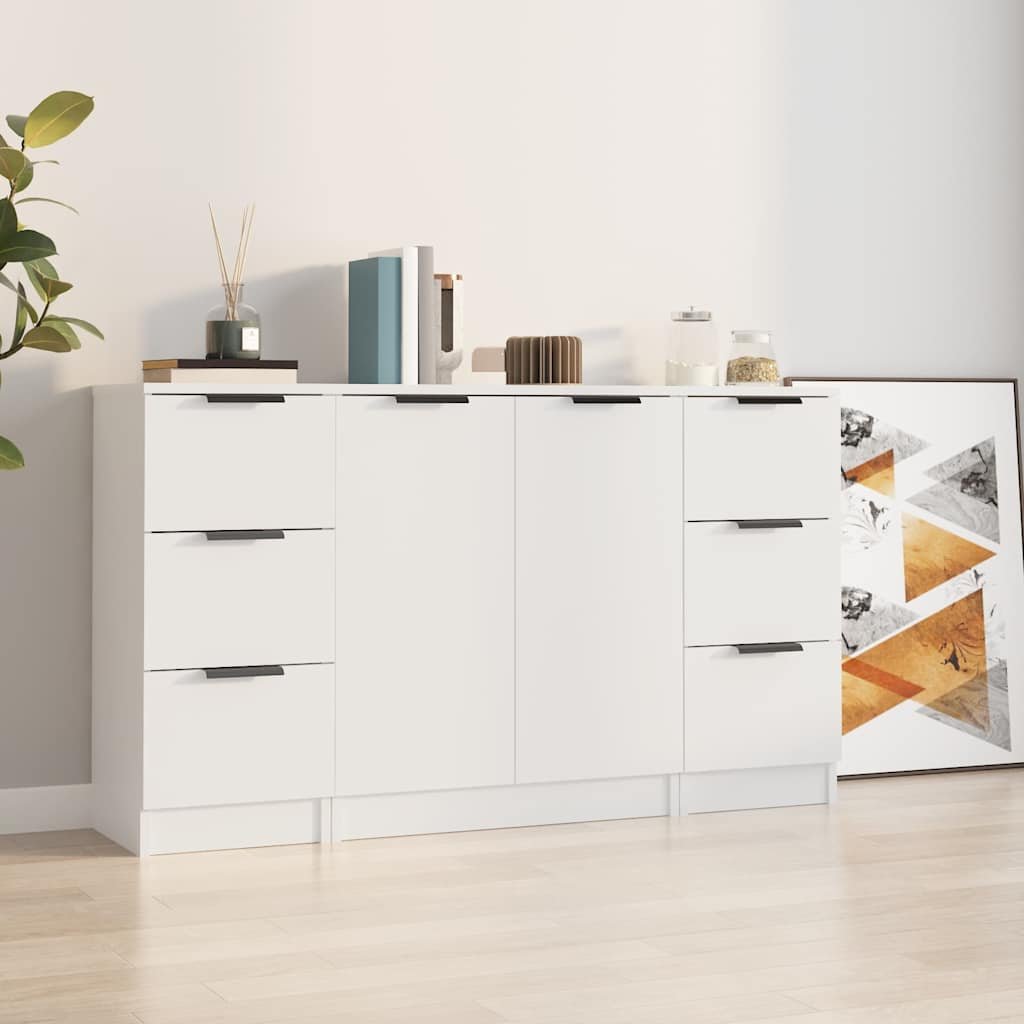 vidaXL Senkit 3 kpl valkoinen tekninen puu
