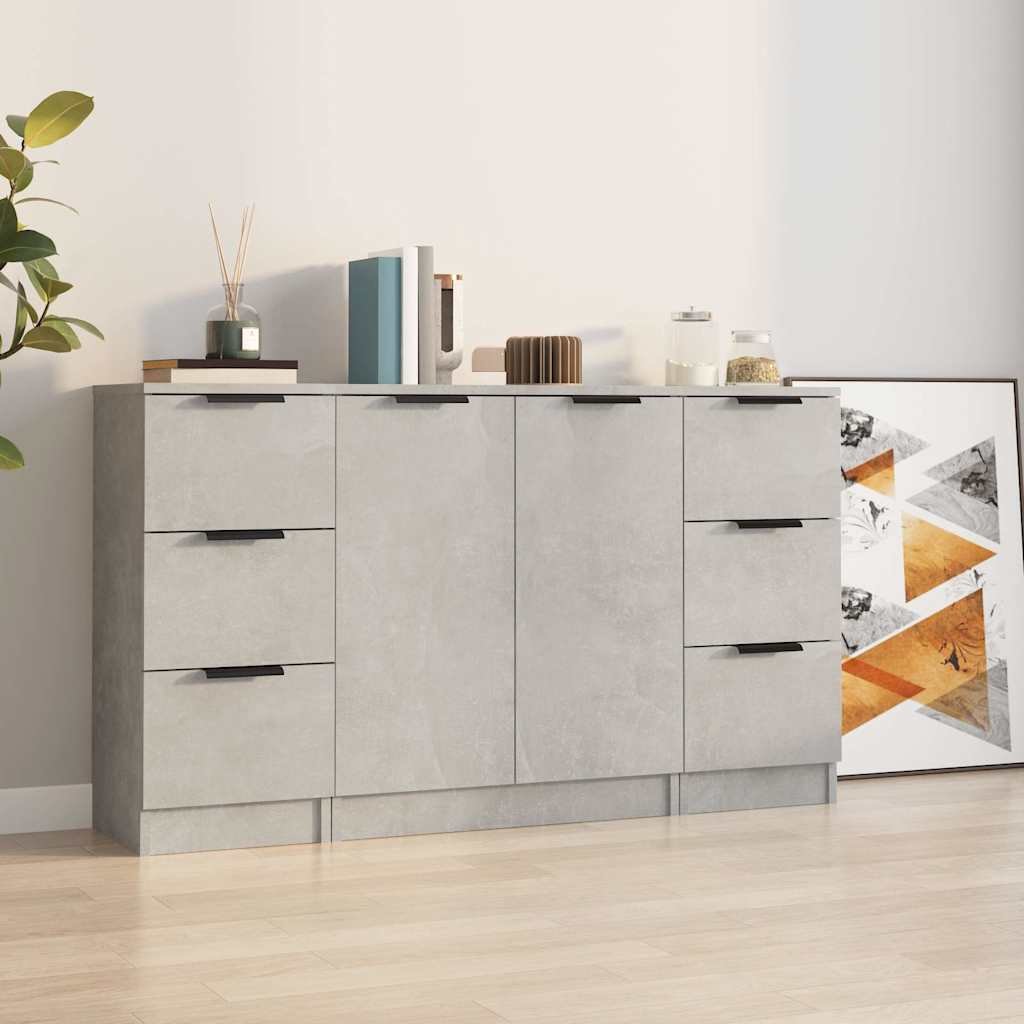 vidaXL Senkit 3 kpl betoninharmaa tekninen puu