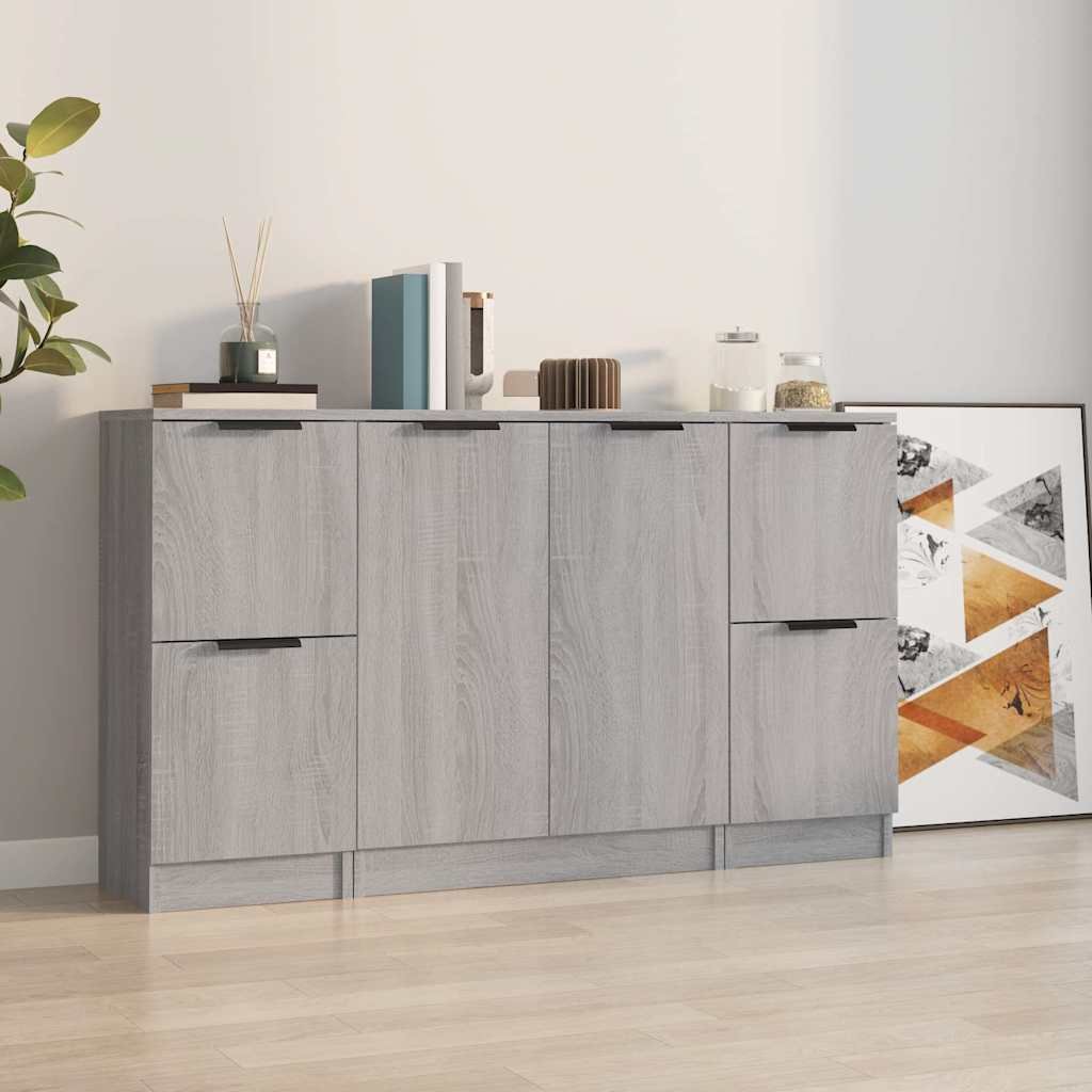 vidaXL Senkit 3 kpl harmaa Sonoma tekninen puu