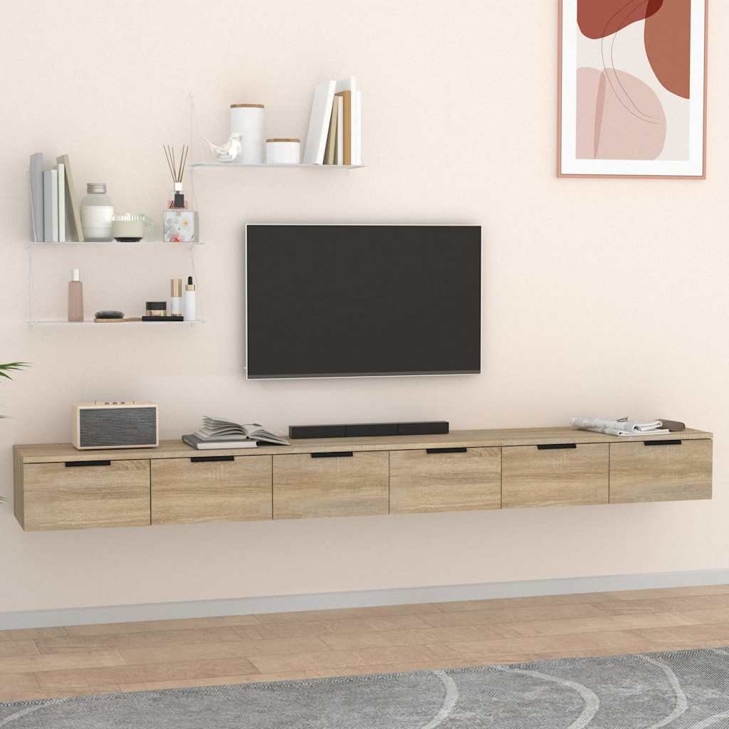 vidaXL Seinäkaapit 2 kpl Sonoma-tammi 102x30x20 cm tekninen puu