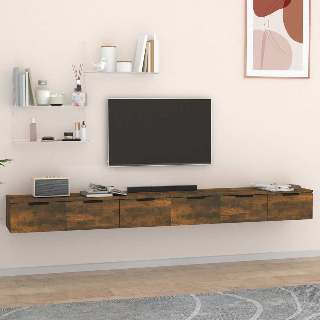 vidaXL Seinäkaapit 2 kpl savutammi 102x30x20 cm tekninen puu