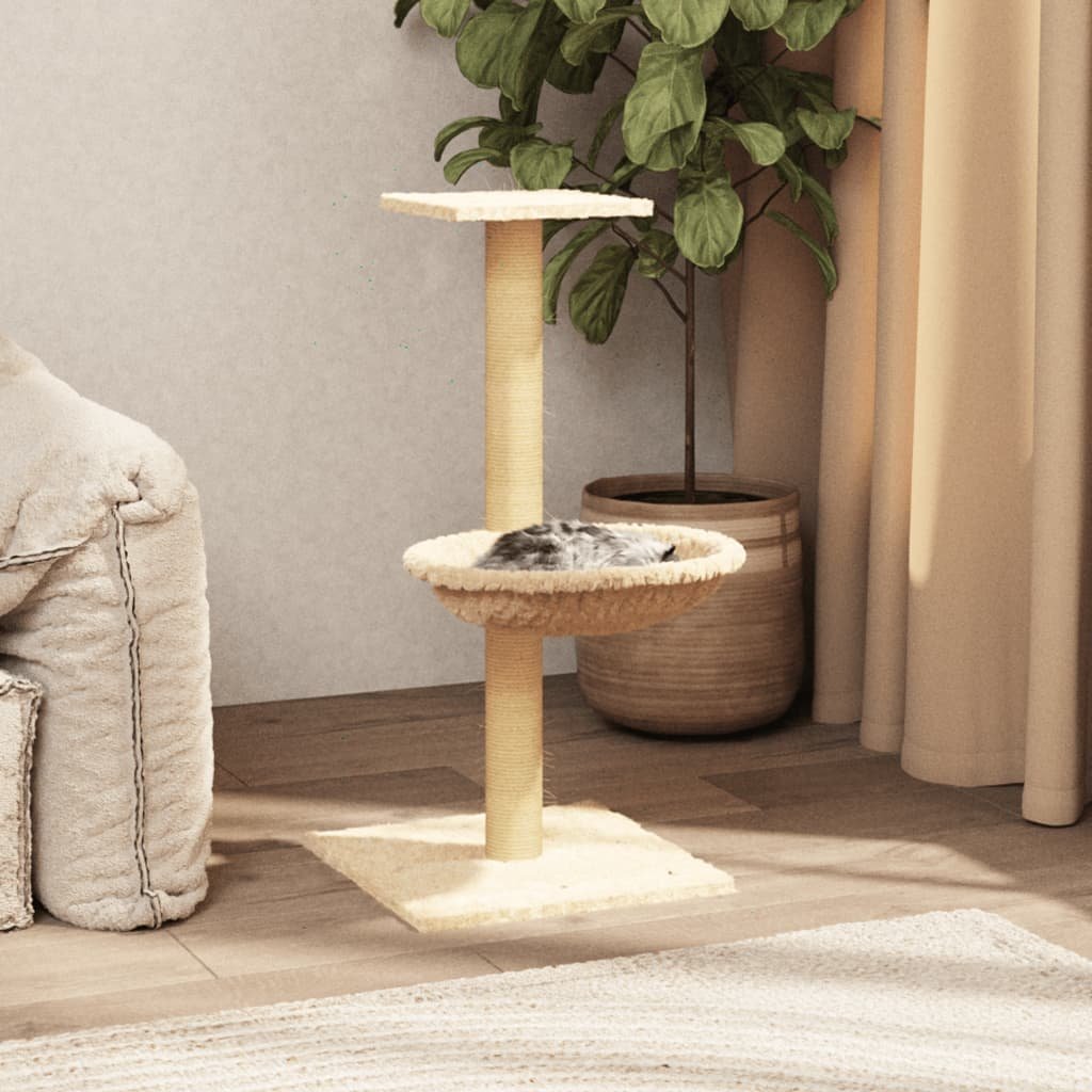 vidaXL Kissan kiipeilypuu sisal- raapimispylväällä kerma 74 cm