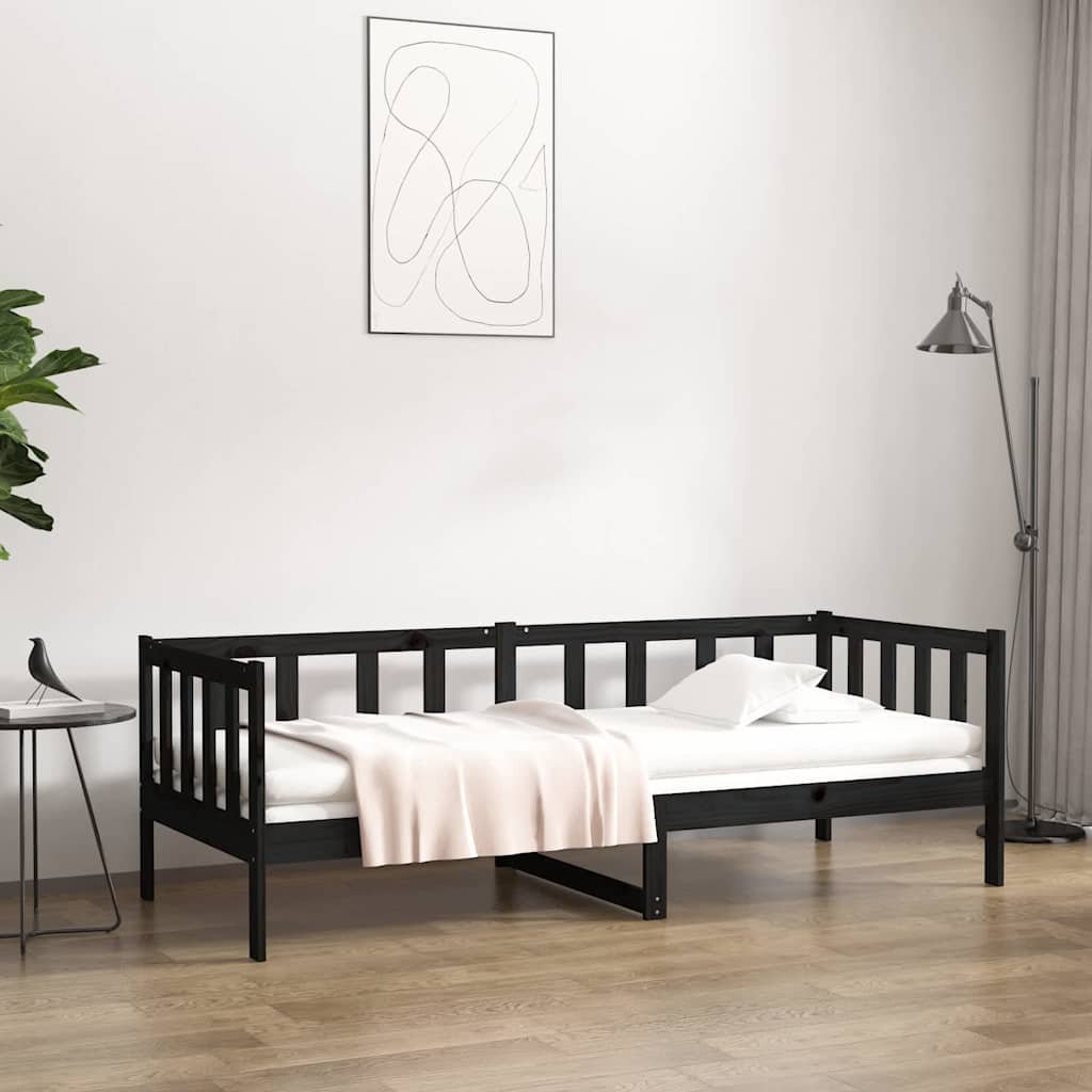 vidaXL Sohvasänky musta 90x190 cm täysi mänty