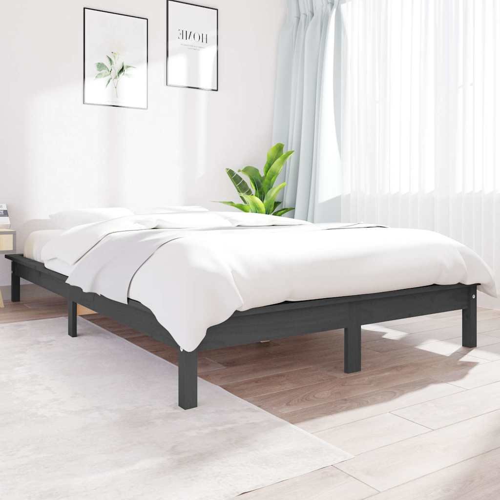 vidaXL Sängynrunko harmaa 160x200 cm täysi mänty