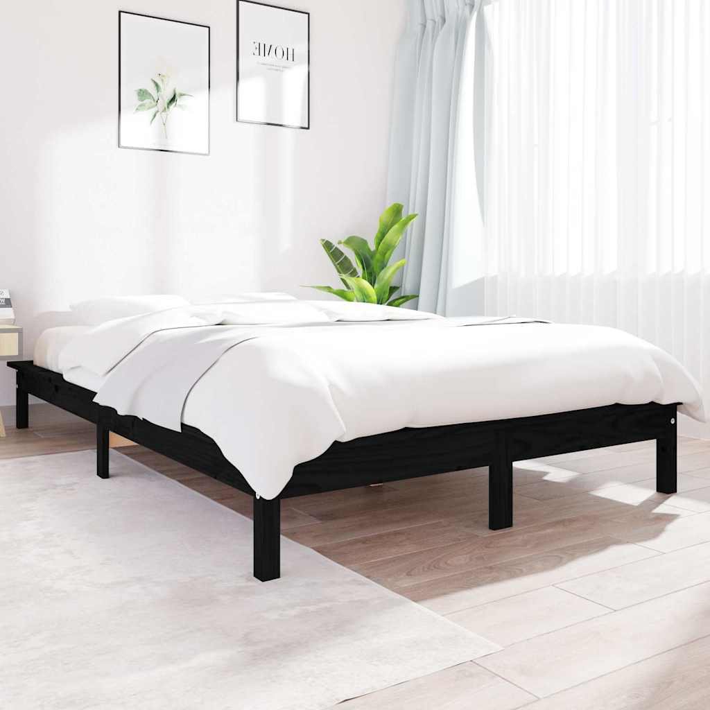 vidaXL Sängynrunko musta 140x190 cm täysi mänty