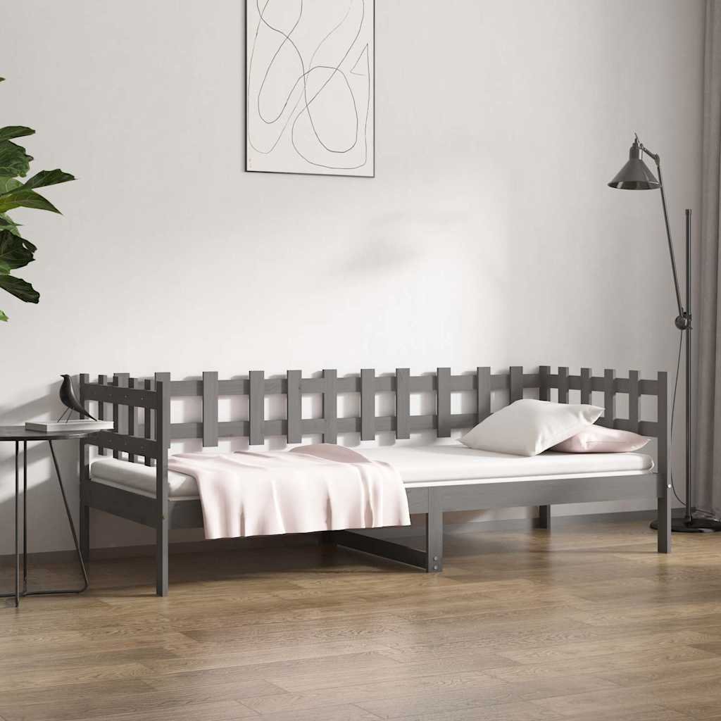vidaXL Sohvasänky harmaa 90x200 cm täysi mänty