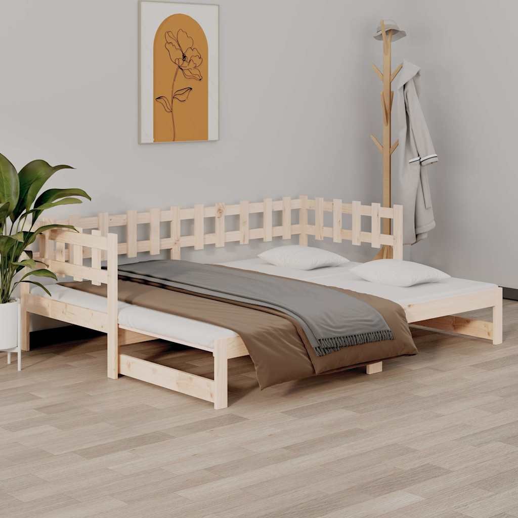 vidaXL Sohvasänky ulosvedettävä 2x (90x200) cm täysi mänty