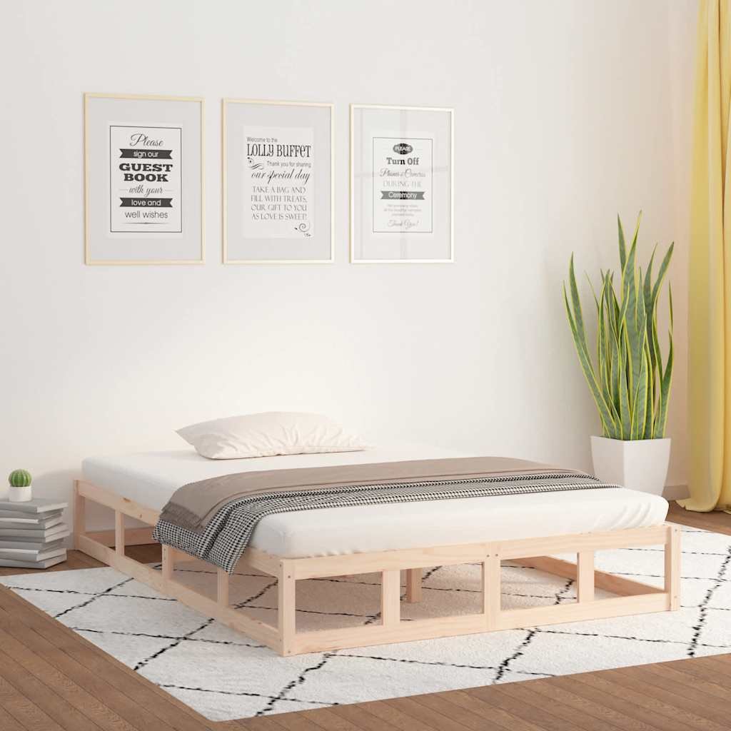 vidaXL Sängynrunko 135x190 cm Double täysi puu