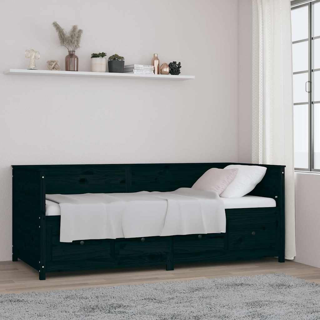 vidaXL Sohvasänky musta 90x200 cm täysi mänty
