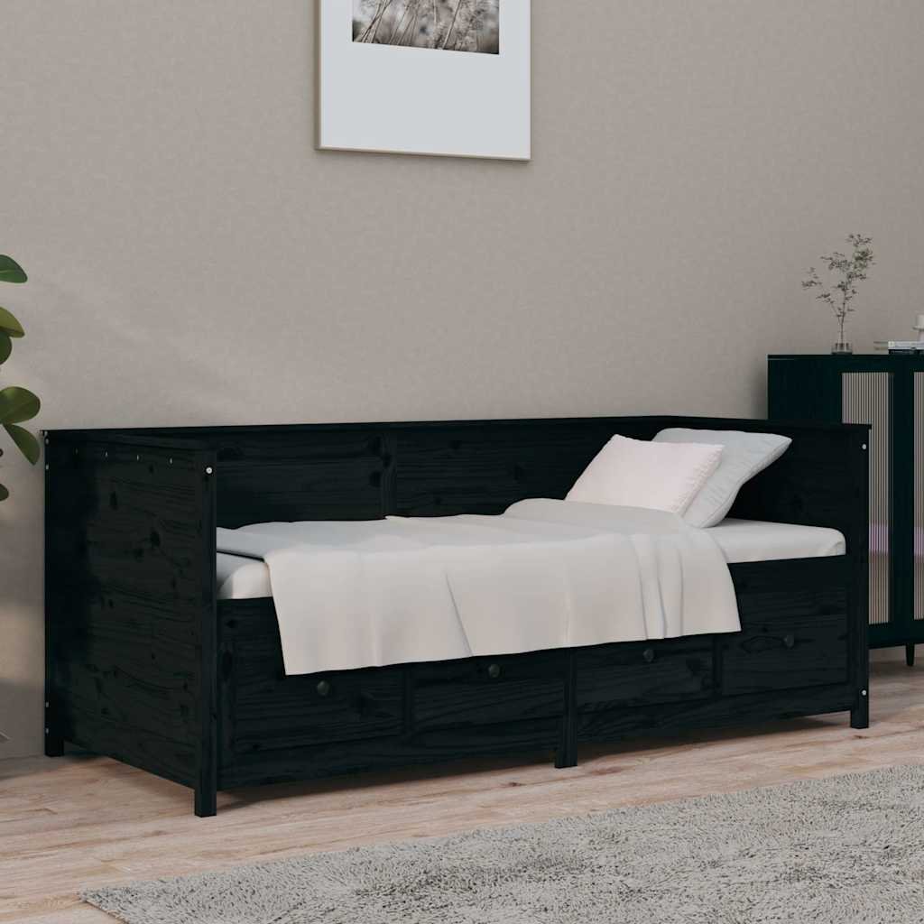 vidaXL Sohvasänky musta 90x190 cm täysi mänty