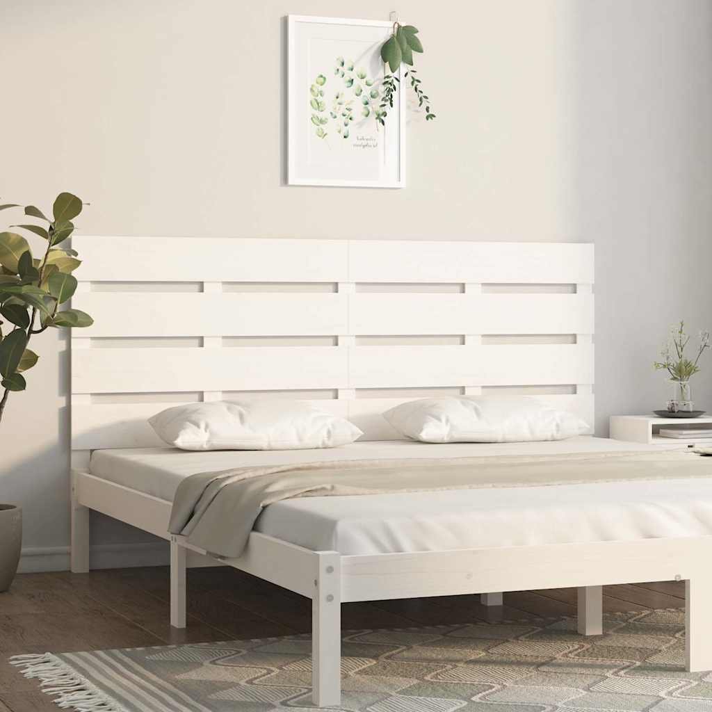 vidaXL Sängynpääty valkoinen 120x3x80 cm täysi mänty